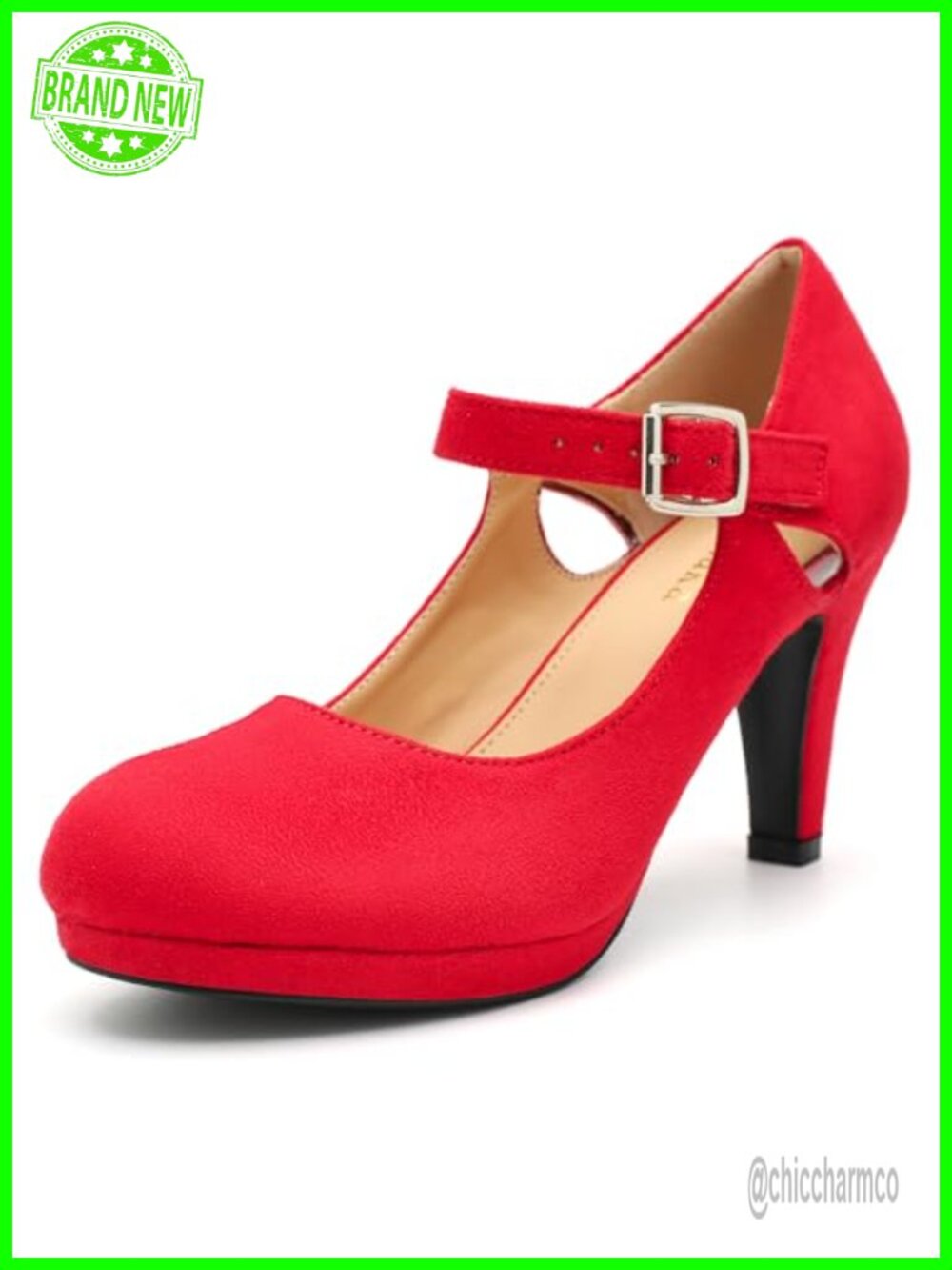 Vintage Kitten Heel Mary Jane Pumps Cutout Round Toe Low Platform Dress Shoes